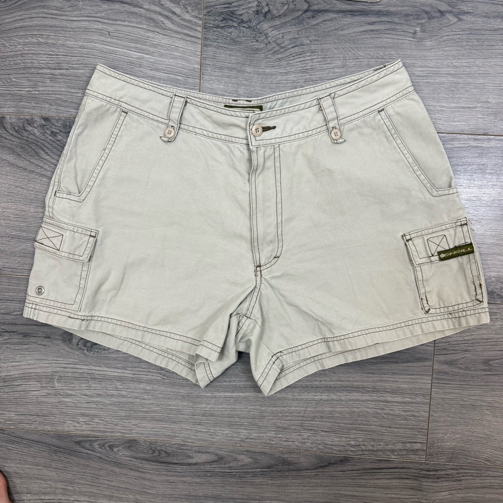 VTG Y2K O'Neill Shorts Womens/Jrs 11 Khaki Cargo Beach‎ Surf Cotton Mid Rise